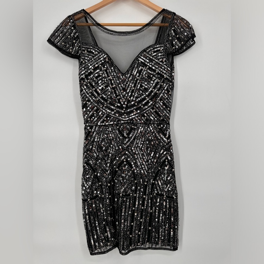 Nasty Gal sequin and mesh Cocktail Party Dress